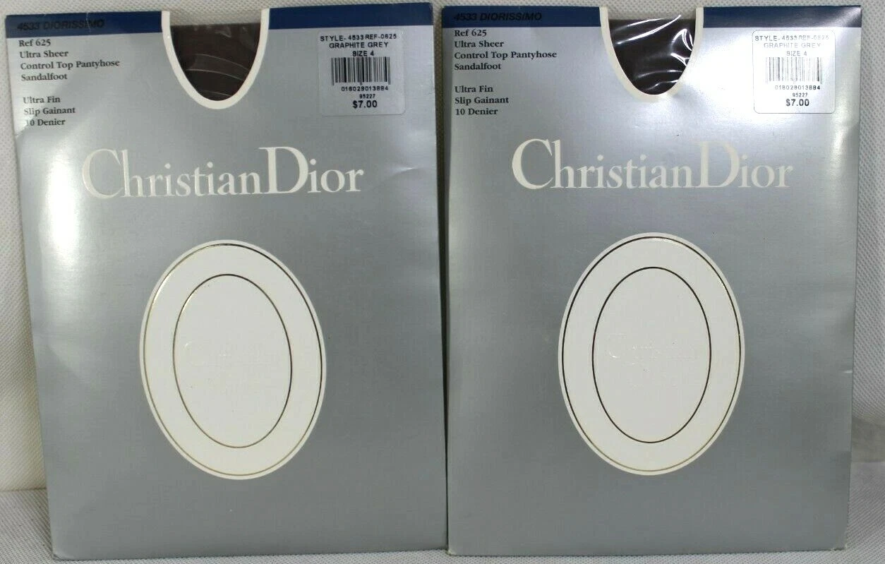Lot de 2 collants années 90 Christian Dior Diorissimo taille 4 gris haut de contrôle pied sandal 