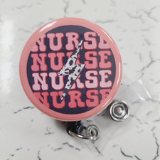 Nurse: Pink Shades - Badge Reel, Retractable Swivel Back Alligator Clip