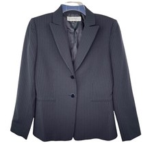 Tahari Arthur S. Levine Black Long Sleeve Pinstripe Blazer Women's Sz 4