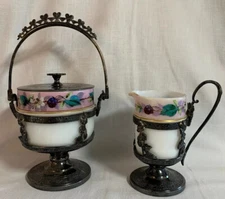 Middletown Plate Co Porcelain Cream Sugar Set Quadruple Plate