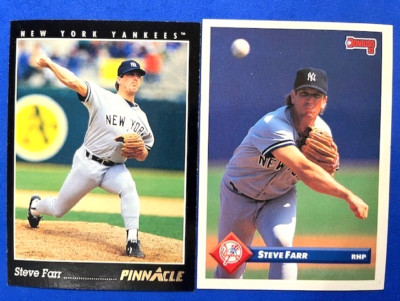 Steve Farr 1993 Pinnacle & 1993 Donruss Baseball - Yankees