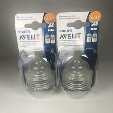 2 Philips Avent Anti-Colic Fast Flow Nipple 6 Months BPA Free Clear 2ct Nipples