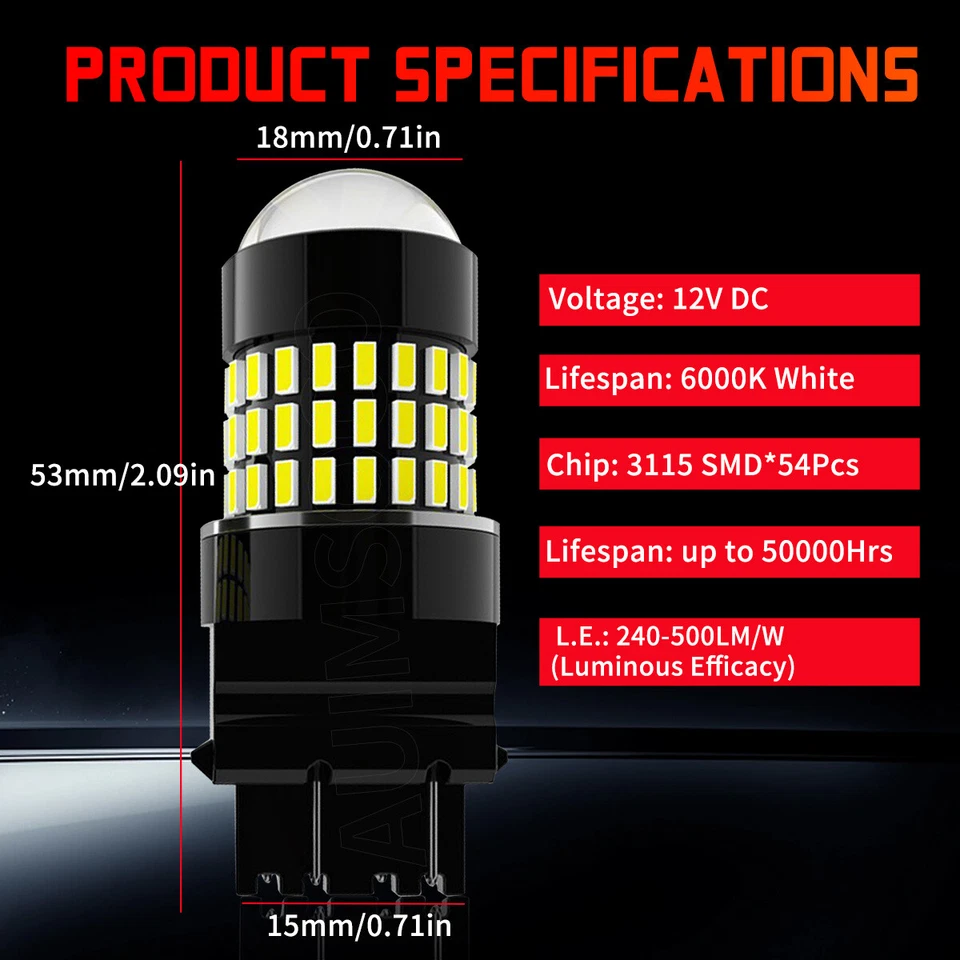 3156 3157 4057 4157 para Chevy C1500 1990-1998 2X LED luz de reversa de respaldo blanca Foto 2 de 4