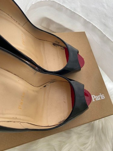 Christian Louboutin Pumps Heel Leather Black EU37.5 USED Free Shipping - Picture 5 of 9