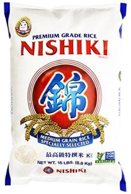 Nishiki Premium Rice, Medium Grain,15 Pound (Pack of 1)  Assorted Sizes 