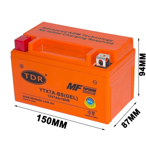 YTX7A-BS 12V Motorcycle Battery for Kawasaki 250cc EX250 Ninja 250R 2008 - Picture 2 of 8