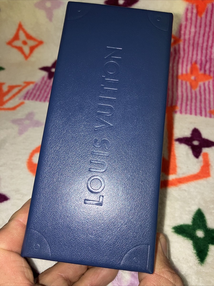 LOUIS VUITTON ケース ネイビー Authentic Louis Vuitton empty sunglasses navy blue case,orange box