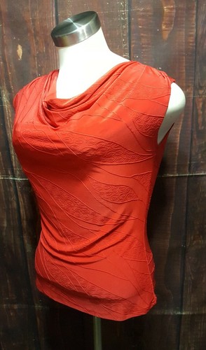 Jennie & Marlis Cowl Neck Red Sleeveless Top Size S - Picture 2 of 8