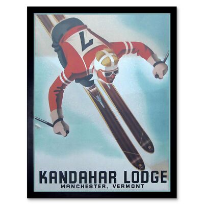 Reise Vermont Kandahar Lodge Skifahren Sport 12 x 16 Zoll gerahmter Kunstdruck