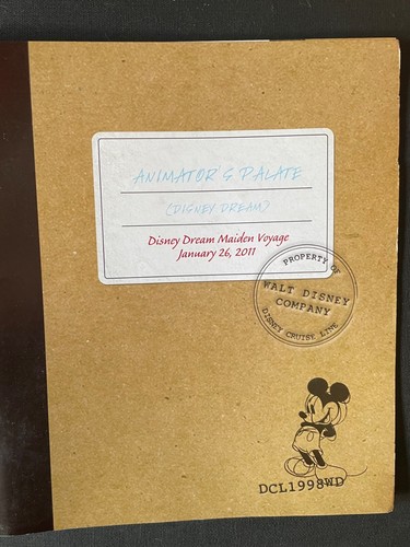 DCL-Disney Cruise Line Animator's Palate Menu from DREAM Maiden Voyage 01/26/11