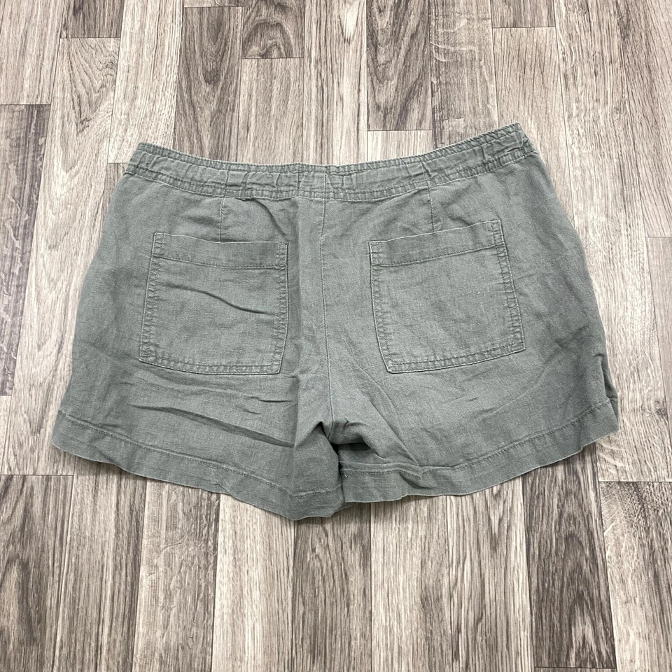 Pantalones Cortos GAP Corbata Elástica Cintura Gris Pull On Lino Para Mujer Talla 4 Foto 3 de 4