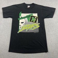 Vintage 90s Minnesota North Stars T-Shirt Sz M Black Swingster NHL USA Made