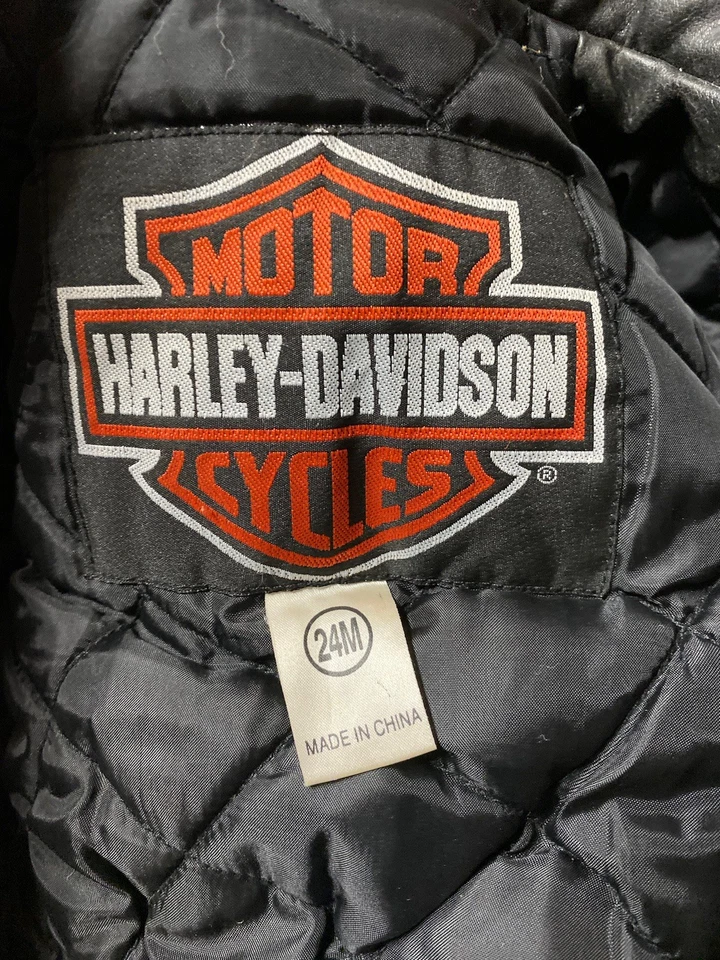 Harley Davidson Motorcycle Jacket Girls 24 Month Black Faux Leather Embroidered - Image 3 of 4