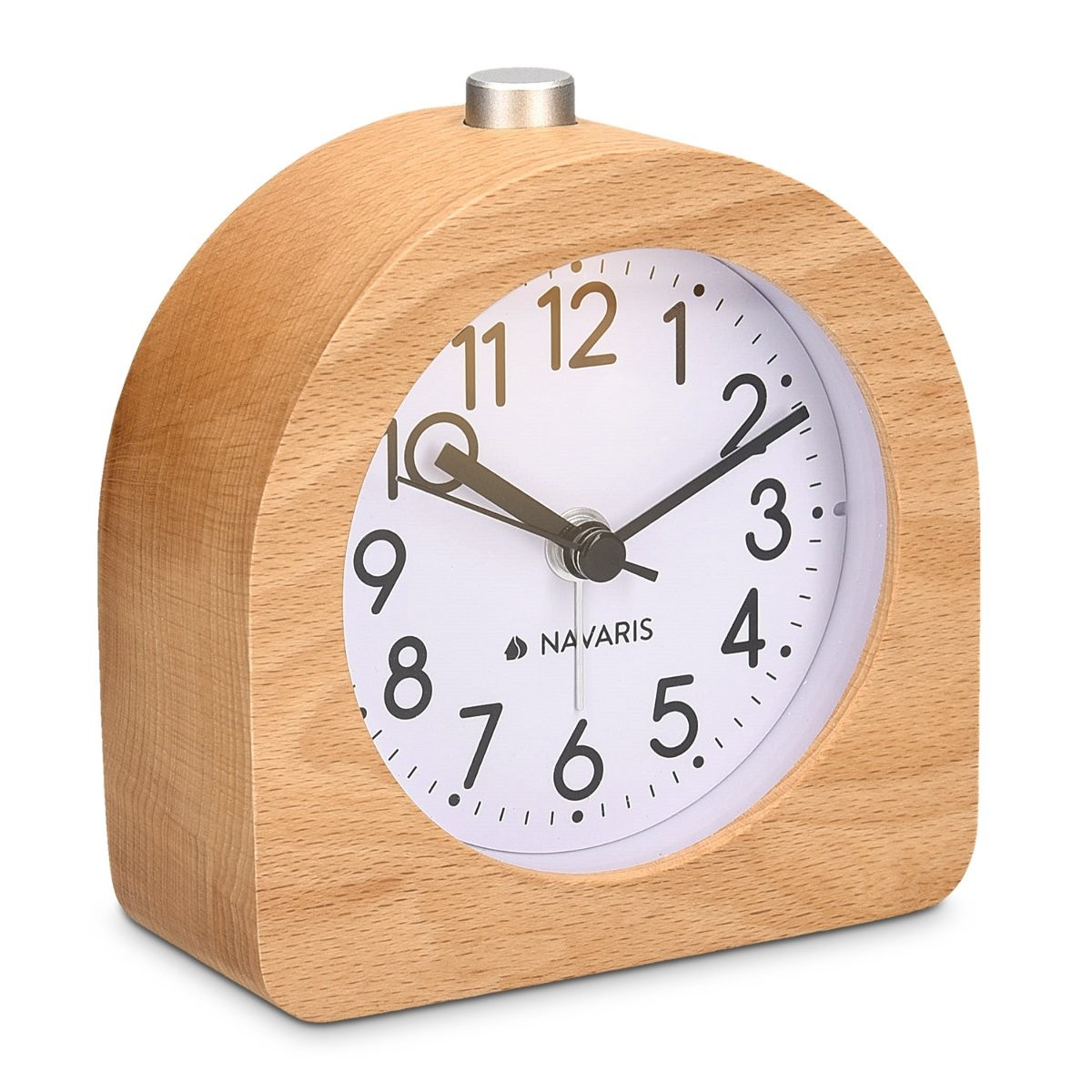 Wood Analog Alarm Clock Halfround Batteryoperated Nonticking Clock With Snooze B
