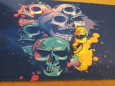 Desk Mat Splatter Paint Skulls Extended Gaming Mouse Desk Pad 31" 11.8"