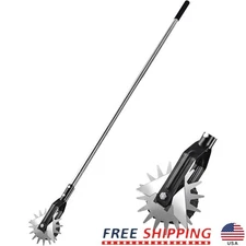 Manual Rotary Edger Lawn Tool Stainless Steel Adjustable Height Wheeled Edger US