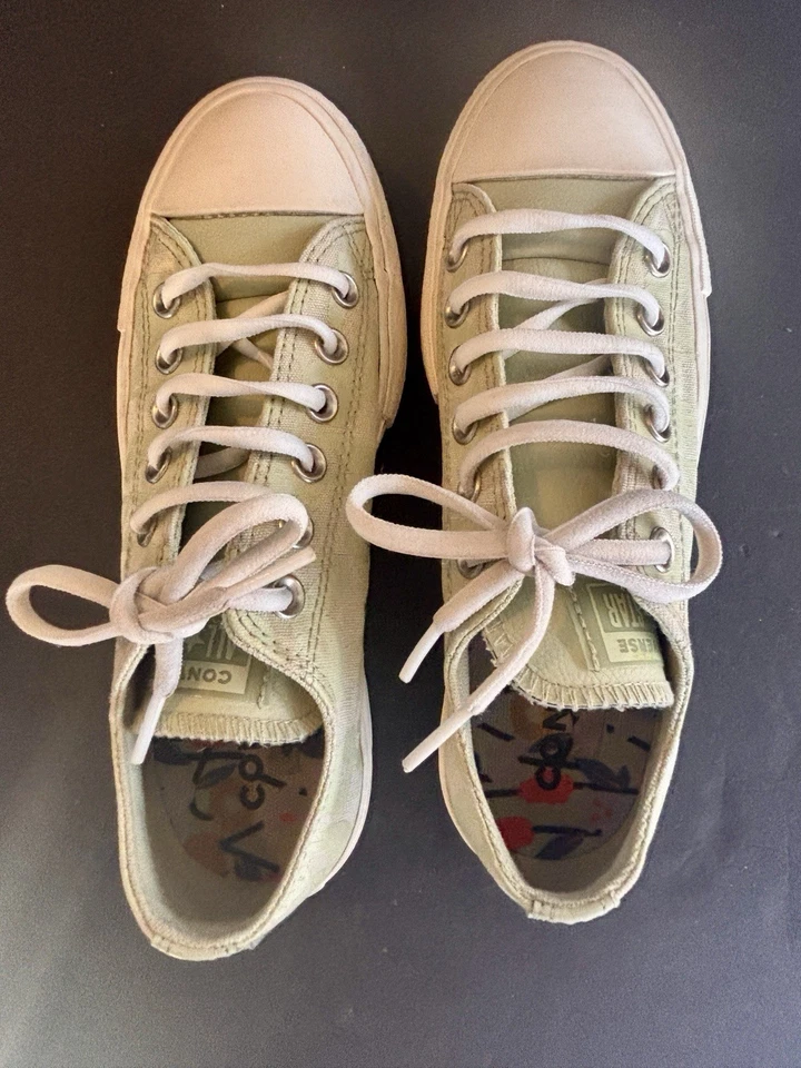 Plataforma Converse Chuck Taylor All Star em padrão verde feminina tamanho 7 - Imagem 4 de 4