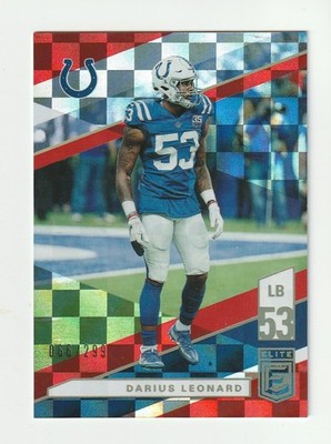 2019 Panini Elite Red #67 Darius Leonard card, Indianapolis Colts #/299