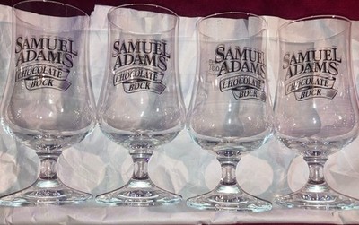 4 Samuel Adams Chocolate Bock Footed Stemmed Beer Glasses SAHM .3L 6.5  BX4