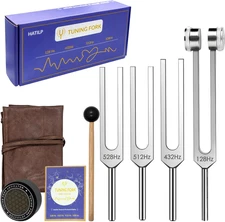 Tuning Fork Set – 128Hz 432Hz 512Hz 528Hz Weighted & Unweighted Frequency Tools