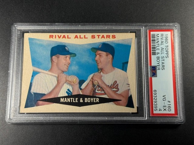 Mickey Mantle / Kenny Boyer 1960 60 Topps #160 Rival Vintage Card Vg-ex PSA 4