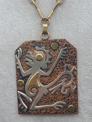 Vintage Casa Maya Mid-Century Modernist Huge Monkey Pendant Necklace