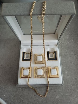 Authentischer Christian Dior goldfarbener Charm 6er Set Kette Anhänger Halskette CD Box