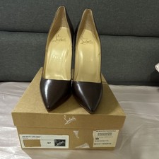 Christian Louboutin Women  s Brown Leather Pointed Toe Stiletto Pumps 7 EU37