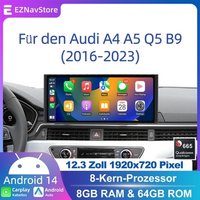 12.3'' autoradio Für AUDI Android A4 A5 Q5 CarPlay 8+64G Navi infotainment system
