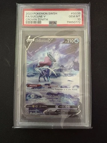 Pokémon TCG Suicune v Crown Zenith Ultra Rare Holo Card GG38/GG70 PSA 10