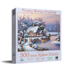 SunsOut Frosty Winter Evening 500 pc Jigsaw Puzzle