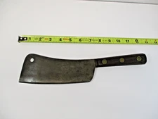 MERIDEN CUTLERY Company Meat CLEAVER 7" Blade Steel w/ Wood Handle 12" Long VGC