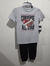 NEW Boys Youth Small CONVERSE 2PC Jogger Set Black And Gray