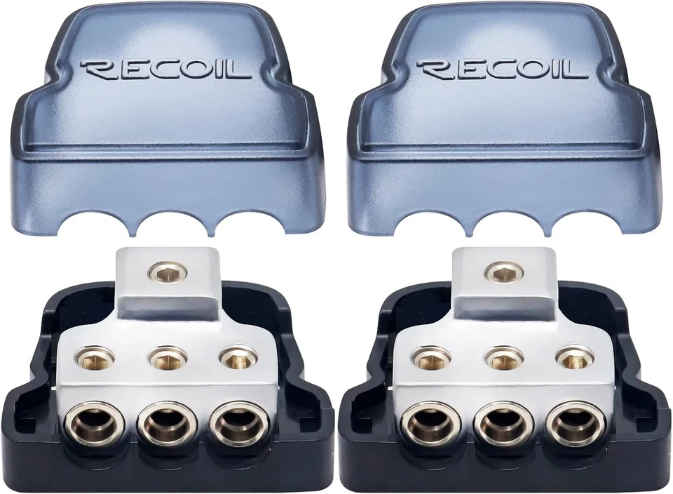 Car Audio Power Distribution Block 3-Way Brass Chrome Ground Splitter 2 Pack - Image 3 of 4