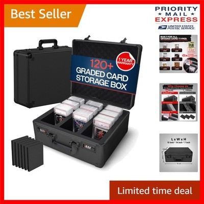 SLABPRO Sports Card Storage Box with Padded Foam for 120+ Cards - Lock Securely