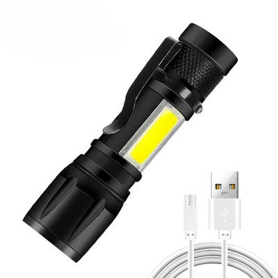 H Wiederaufladbare LED Taschenlampe Zoombar LCD 3 Modi Wasserdicht Camping