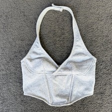 Out From Under Urban Outfitters Gray Halter Corset Top Hook Eye Back Small SP