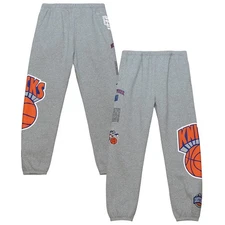 Men's NY Knicks Mitchell & Ness Heather Gray Team Origins Fleece Sweatpants NWT