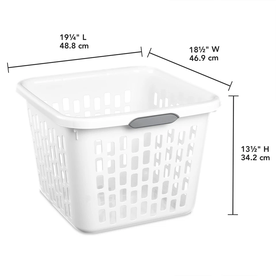 Sterilite Laundry Basket, 1.5 Bushel Plastic Hamper with Handles, White, 18 Pack - Image 3 of 4