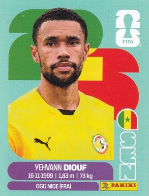 VEHVANN DIOUF     PANINI FIFA WM 2026    BASE STICKER # SEN 3