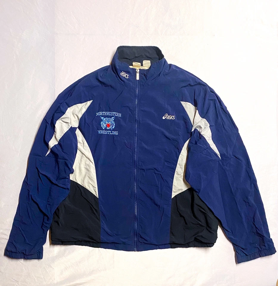 Vintage ASICS y2k Windbreaker Jacket XL Two Toned Northwestern High Maryland - Image 4 of 4