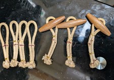 Vintage Brown Wooden Toggle Buttons Set of 3 With Loop Closure For Coat 