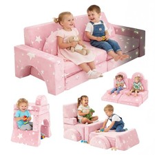 Kids Sofa Bed 10 PCS Modular Toddler Chair Couch for Girls Boys Kids Play Sofa
