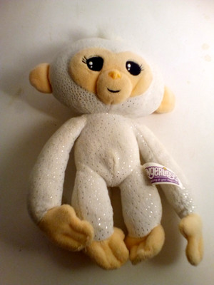 Lot of 2 Fingerling MONKEY Plush Stuffed Animal Toys White w/ SOUND 9'' Black