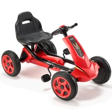 Go Kart for Kids 4 Wheels Pedal Ride On Toy Ages 3-8 Adjustable Seat 66 lbs Load