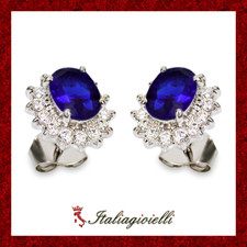 Sfarzosi Orecchini Zaffiro in Argento 925 Rodiato Oro Bianco Donna