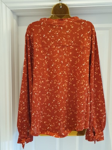 MONSOON LADIES RED FLORAL LINEN SHIRT BLOUSE TOP SIZE XL 18 - 20 NEW WITH TAGS - Picture 6 of 9