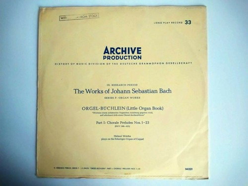Archiv IX Johann Sebastian Bach Organ Works Orgel-Buchlein 12" Vinyl Record - Picture 3 of 5