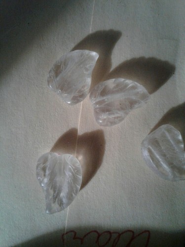 13mm Clear Leaf 2 Hole Spacer Beads Lot of 4