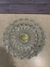 Vintage Rossini Crystal Cut Ashtray  7" x 2"  Made in West Germany Heavy Glass